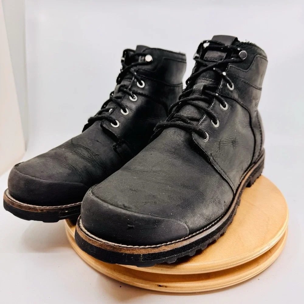 KEEN The Rocker Boots Mens 13 Black Leather Waterproof Lace Up Utility Casual